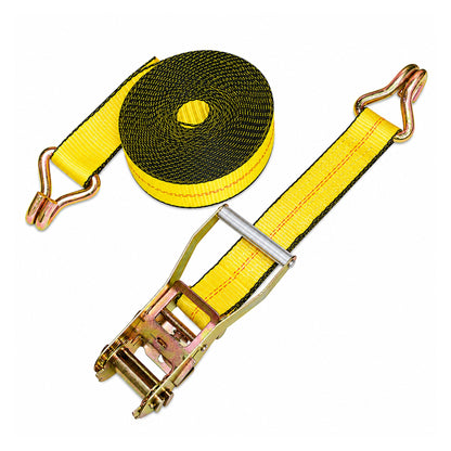 2" x 30' Ratchet Strap w/ Wire Hooks | WLL 3335 lbs
