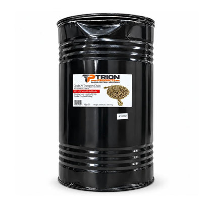 3/8" x 20' G70 Transport Chain with Grab Hooks | WLL 6,600 lbs | 25 pcs Barrel