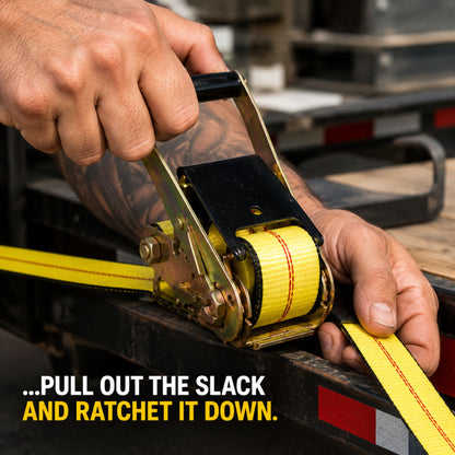2" x 30' Ratchet Strap with Flat Hooks | WLL 3335 lbs